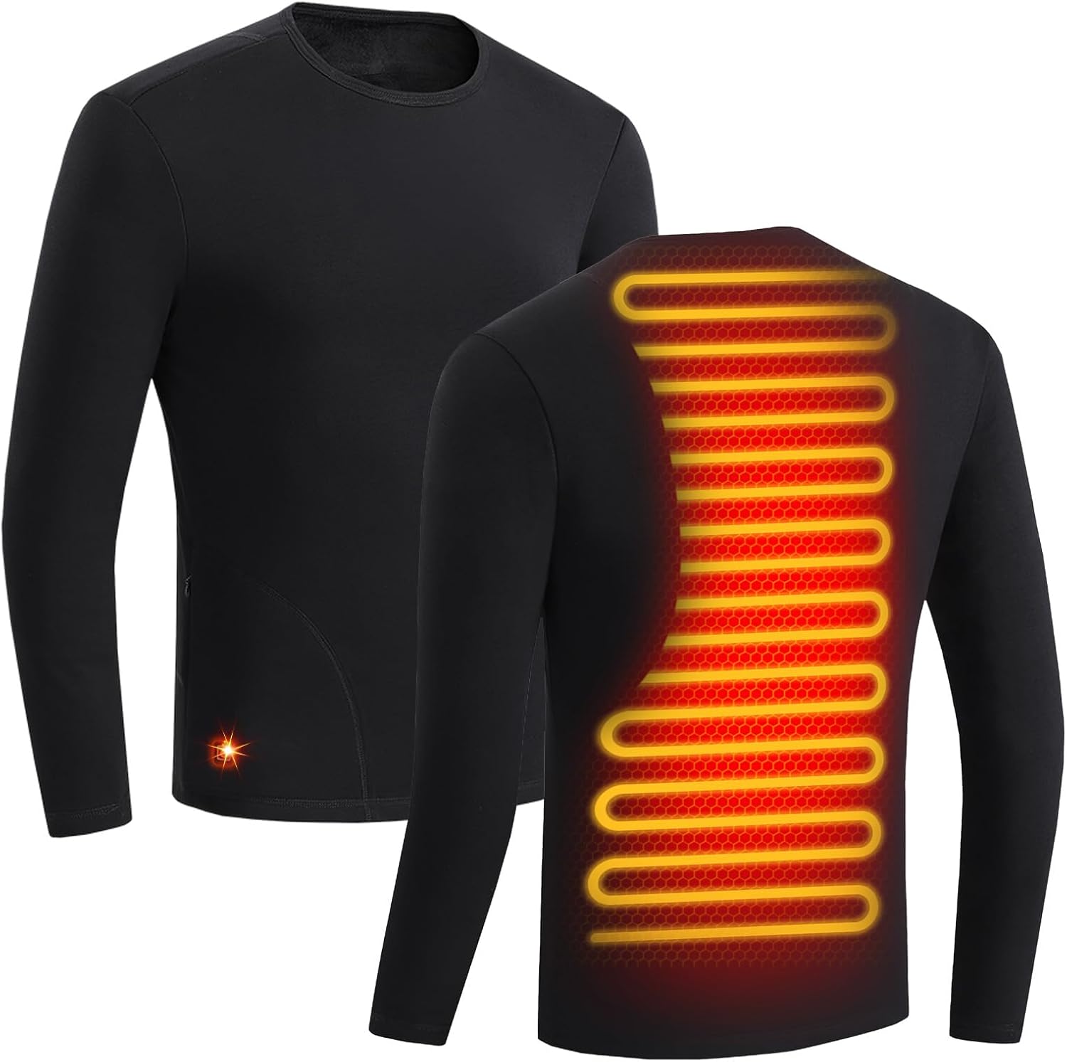 AMOVO Heated Thermal Shirt for Men Women - Electric Heating Thermal Tops Fleece Lined Base Layer Long Sleeves, 3 Heat Levels