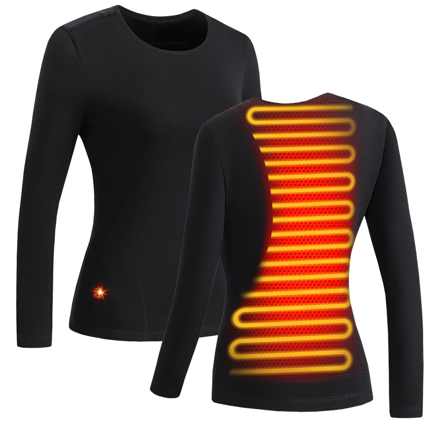 AMOVO Heated Thermal Shirt for Men Women - Electric Heating Thermal Tops Fleece Lined Base Layer Long Sleeves, 3 Heat Levels