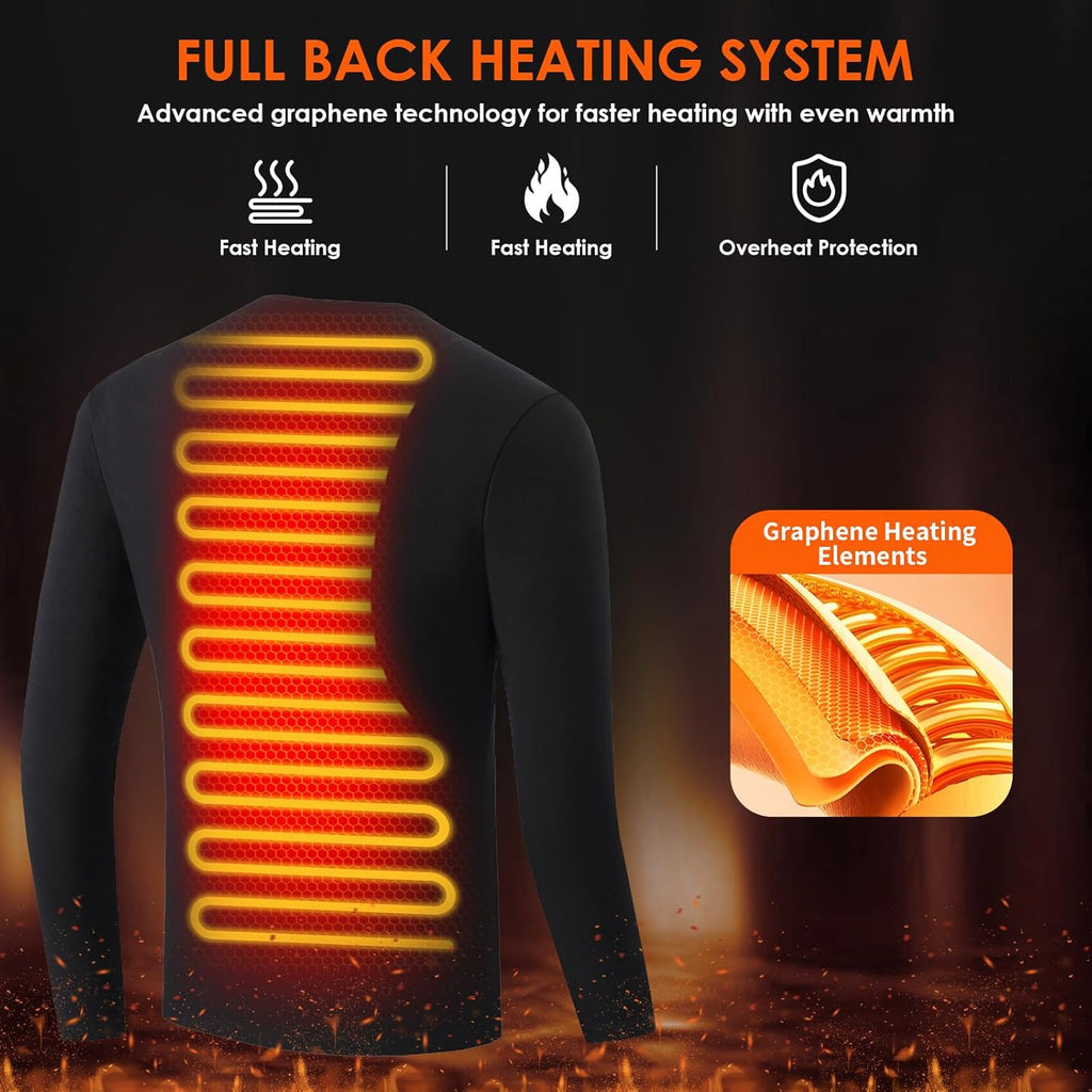 AMOVO Heated Thermal Shirt for Men Women - Electric Heating Thermal Tops Fleece Lined Base Layer Long Sleeves, 3 Heat Levels