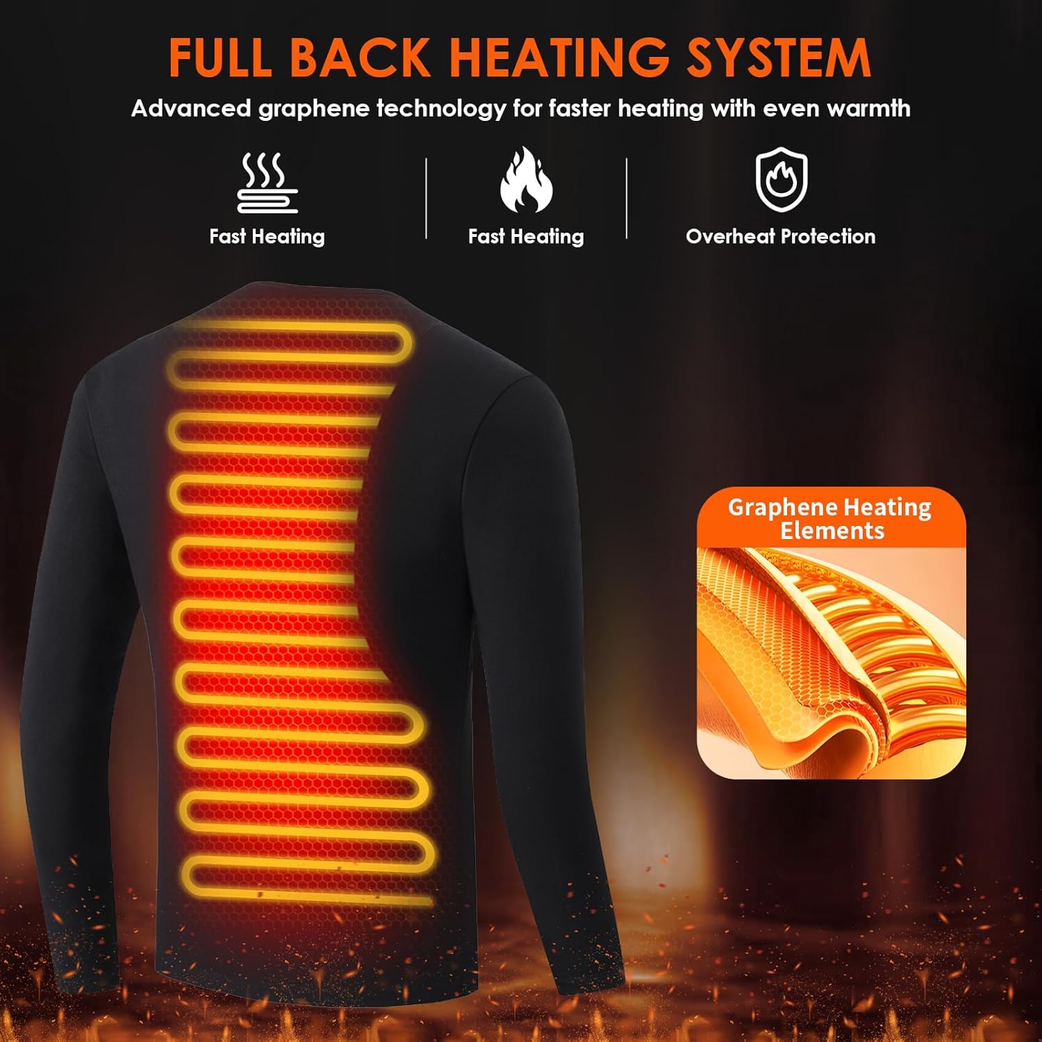 AMOVO Heated Thermal Shirt for Men Women - Electric Heating Thermal Tops Fleece Lined Base Layer Long Sleeves, 3 Heat Levels
