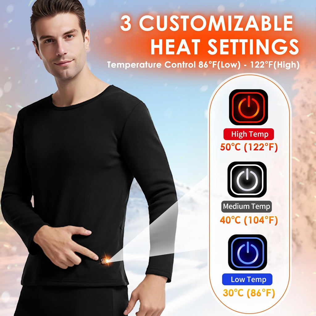 AMOVO Heated Thermal Shirt for Men Women - Electric Heating Thermal Tops Fleece Lined Base Layer Long Sleeves, 3 Heat Levels