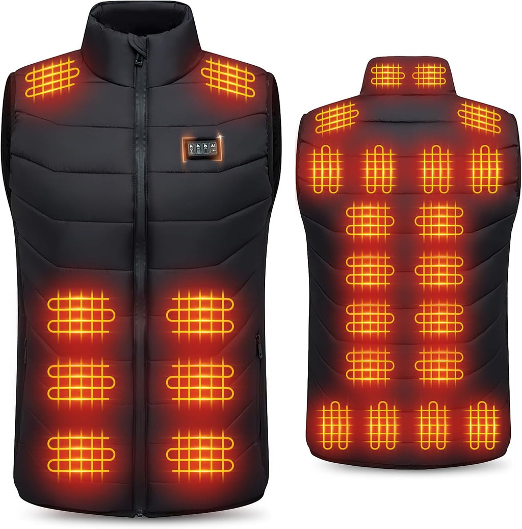 AMOVO Heated Vest for Men Women - 28 Heating Zones Electric Heated Coat for Cold Weather, 3 Levels Heat, Machine Washable
