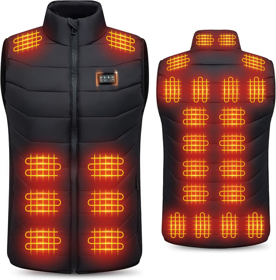 AMOVO Heated Vest for Men Women - 28 Heating Zones Electric Heated Coat for Cold Weather, 3 Levels Heat, Machine Washable