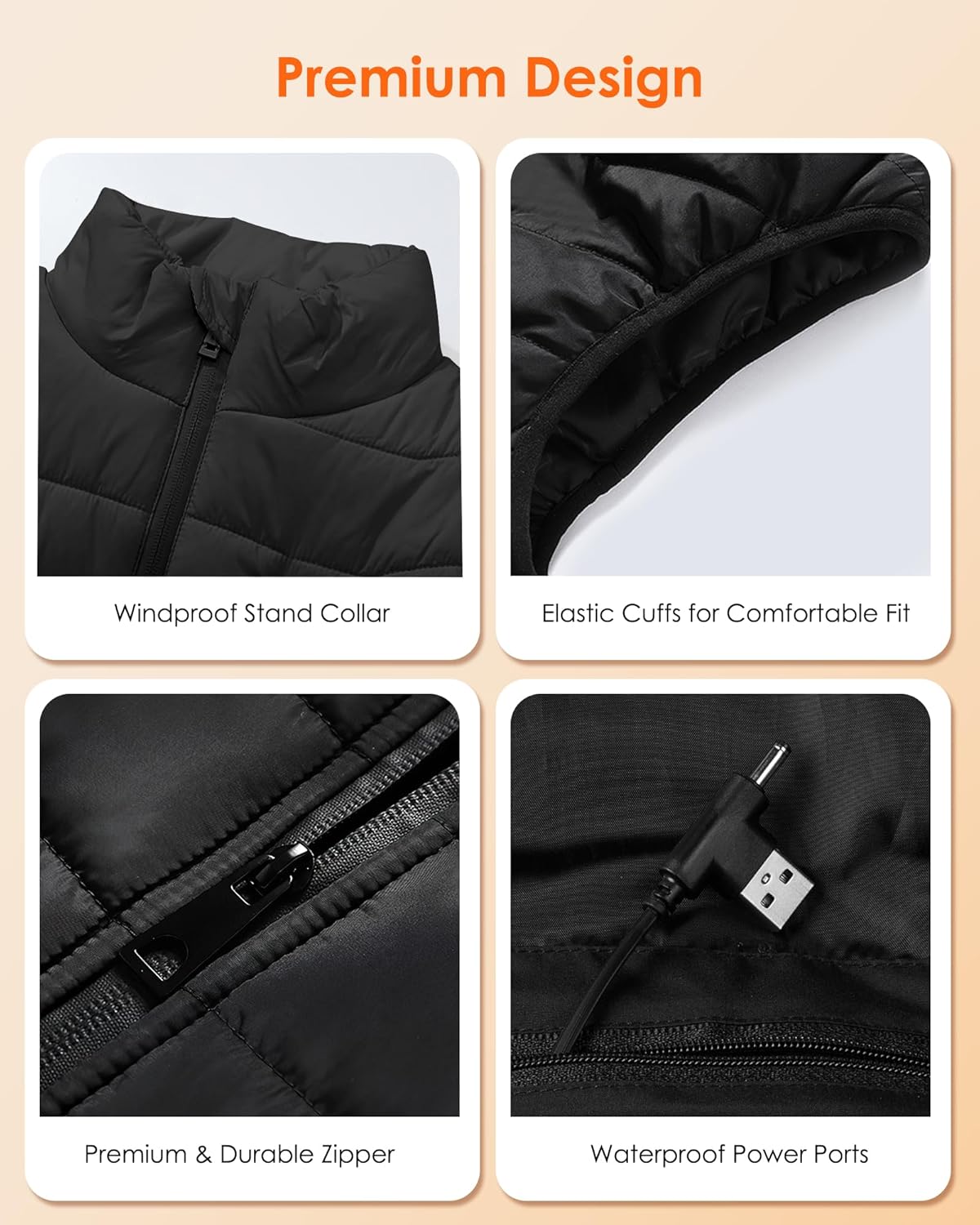 AMOVO Heated Vest for Men Women - 28 Heating Zones Electric Heated Coat for Cold Weather, 3 Levels Heat, Machine Washable