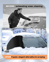 Windshield Cover for Snow and Ice, Upgraded 4-Layer Material Thickened Windshield Snow Cover with Mirrors, Waterproof Dustproof Frost Guard Magnetic Car Cover for Winter, Fits Most Cars SUVs