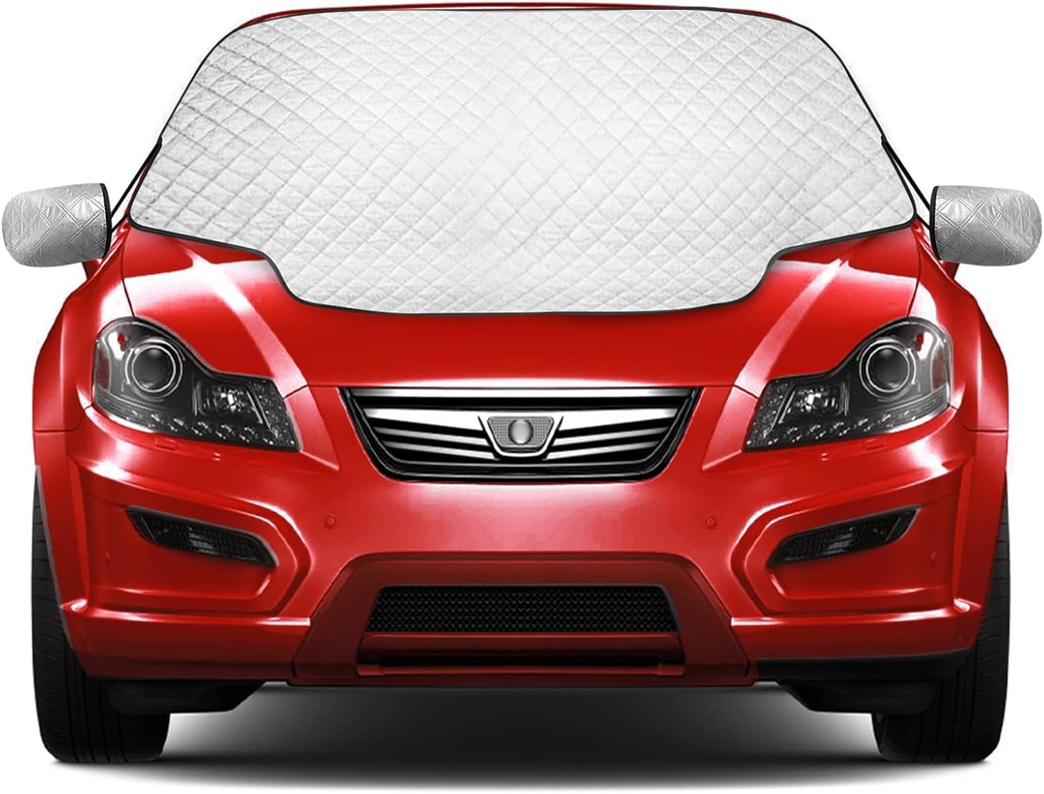 Windshield Cover for Snow and Ice, Upgraded 4-Layer Material Thickened Windshield Snow Cover with Mirrors, Waterproof Dustproof Frost Guard Magnetic Car Cover for Winter, Fits Most Cars SUVs