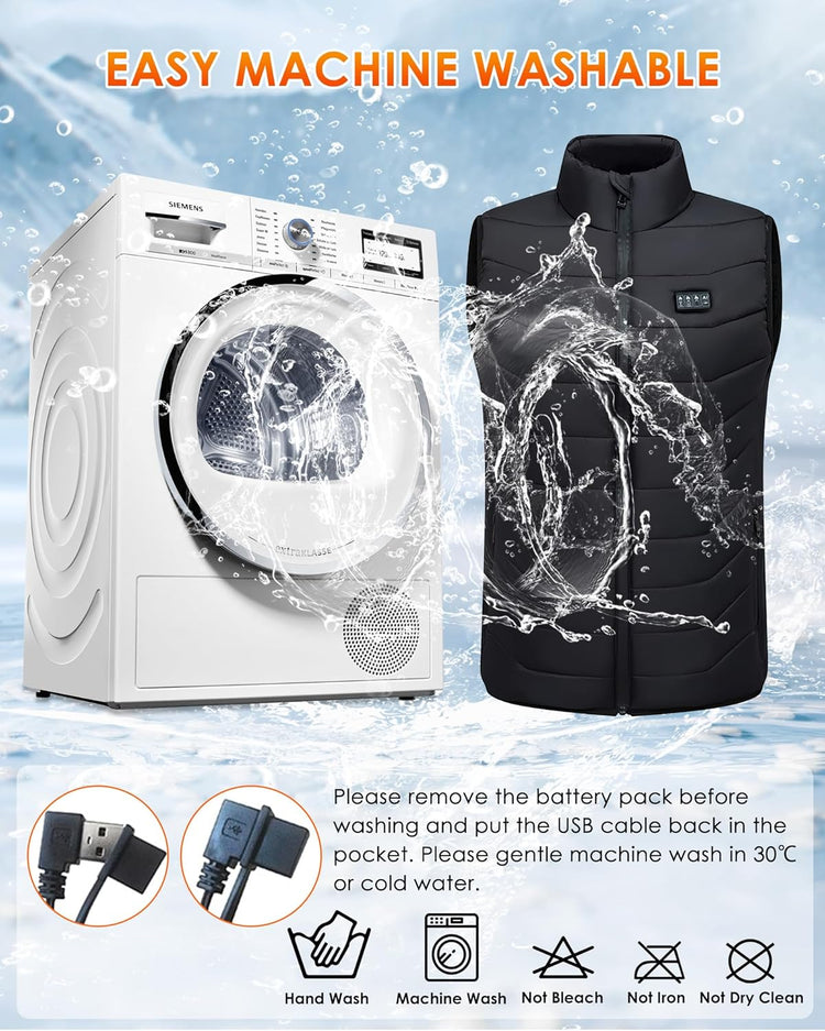 AMOVO Heated Vest for Men Women - 28 Heating Zones Electric Heated Coat for Cold Weather, 3 Levels Heat, Machine Washable